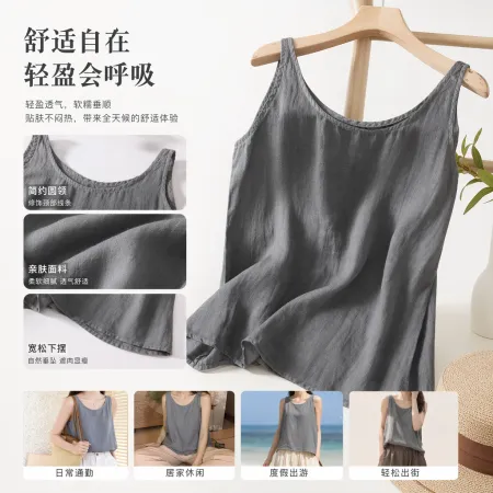 Grey halter top for women, pure cotton slim-fit inner layer, summer thin style Grey halter top for women, pure cotton slim-fit inner layer, summer thin style